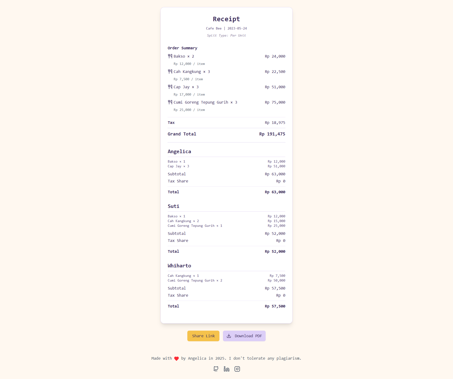 Split Bill Website